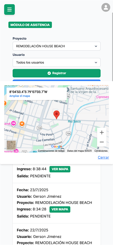 Vista móvil del cuaderno de obra